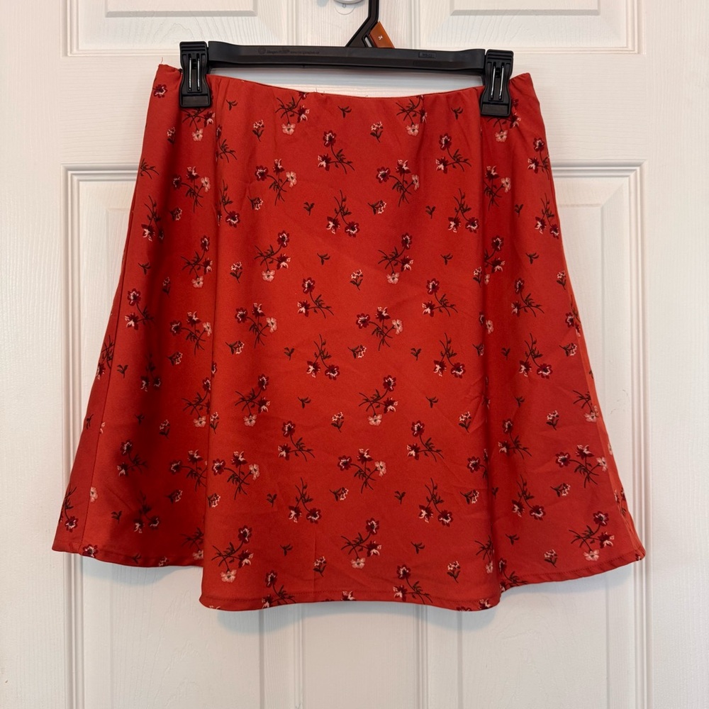 Hollister Ultra High Rise Mini Skirt Floral Boho Burnt Orange Women’s Size M